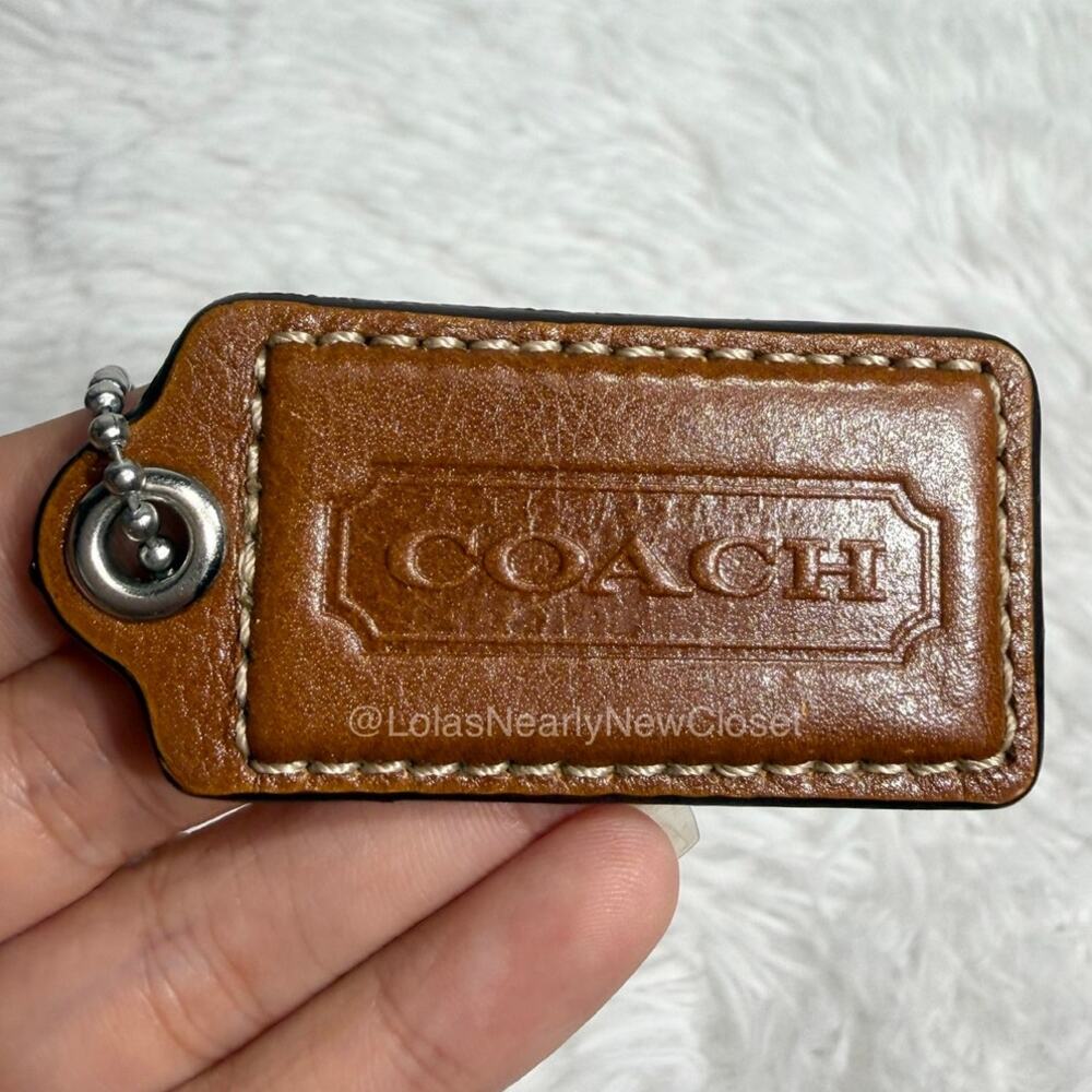 2" COACH Brown Fob Bag Charm Hang tag Hangtag